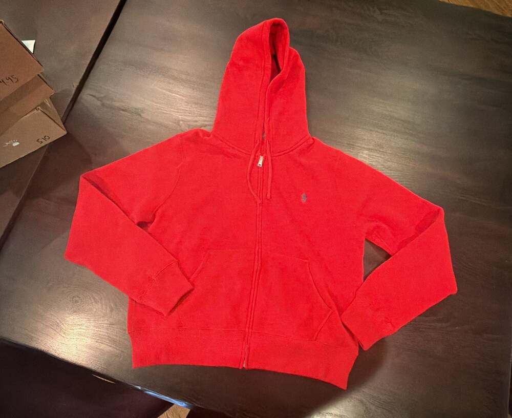 Polo Ralph Lauren Red Fleece Zip-Up Hoodie size XL READ CUT TAG ADULT